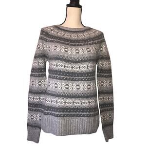 Fair Isle Sweater Gray Size S Abercrombie & Fitch Long Sleeve Round Neck Classic